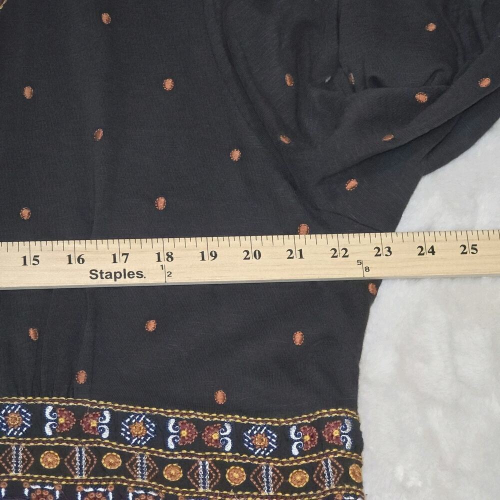 Canyon Retreat Boho Embroidered Midi Dress XL Black Orange Geometric Festival - Picture 12 of 16